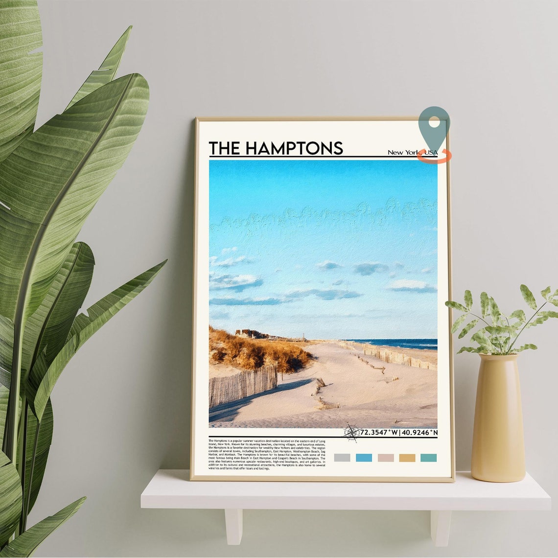 The Hamptons New York Beach Dunes Summer Shoreline USA Travel Poster - Image 3