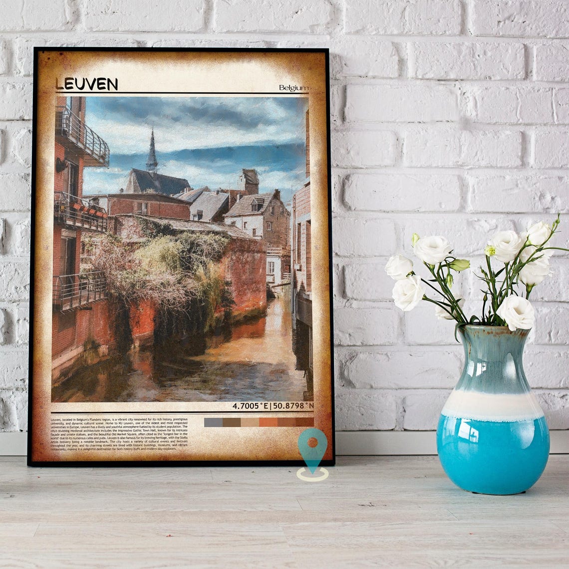 Leuven Belgium Historic Canal Quarter Painterly Travel Poster - Image 5