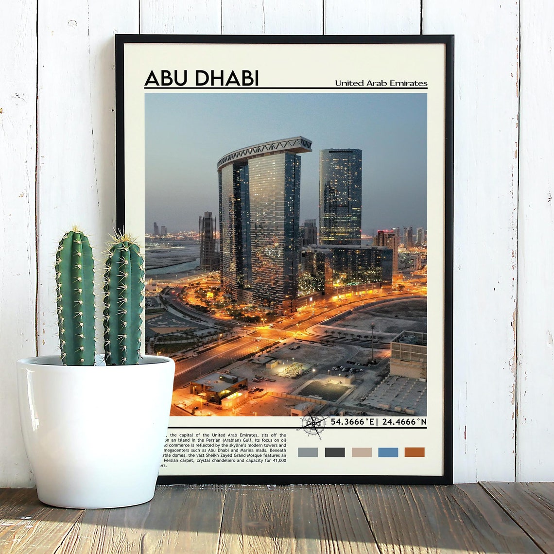 Abu Dhabi UAE Gate Towers Dusk City Lights Skyline Travel Poster - Image 5