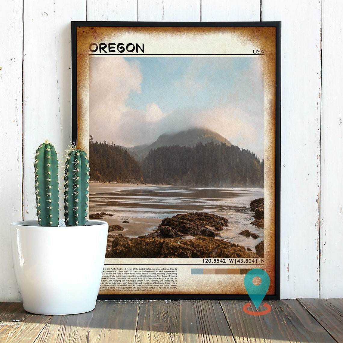 Oregon USA Scenic Misty Pacific Coast Cliffs Photo Home Decor Wall Art - Image 3