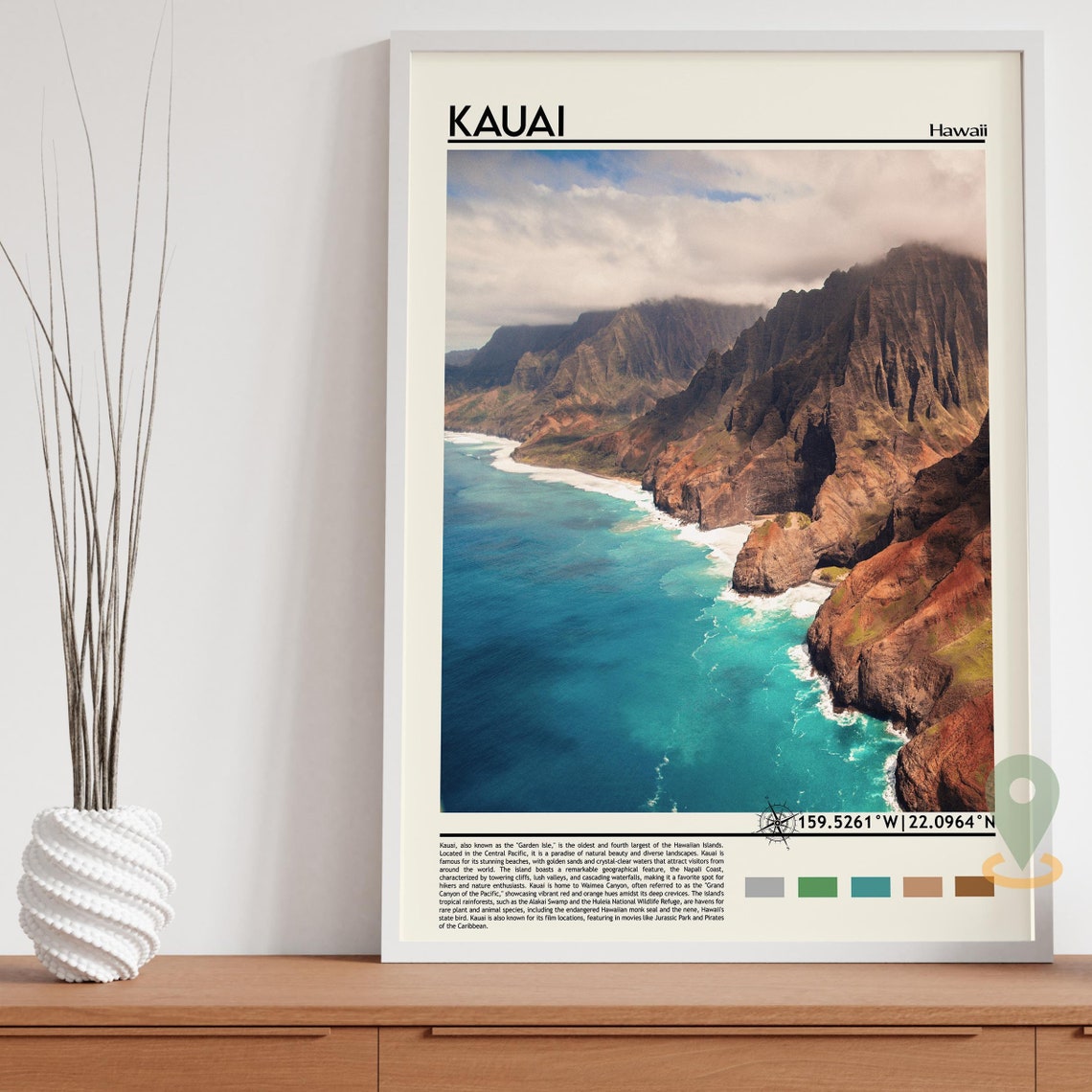 Kauai Hawaii Napali Coast Cliffs Ocean Photography Travel Poster - Image 3