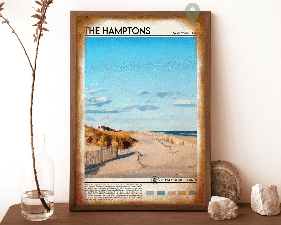 The Hamptons New York Beach Dunes Summer Shoreline USA Travel Poster - Image 6