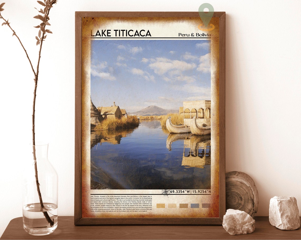 Lake Titicaca Peru Bolivia Floating Reed Islands Boats Photo Poster - Image 6