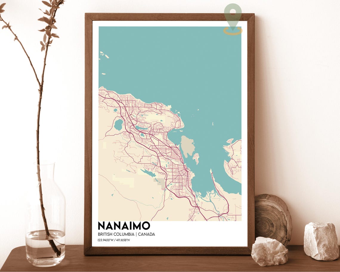Nanaimo British Columbia Striking Coastal City Map Art Poster - Image 6