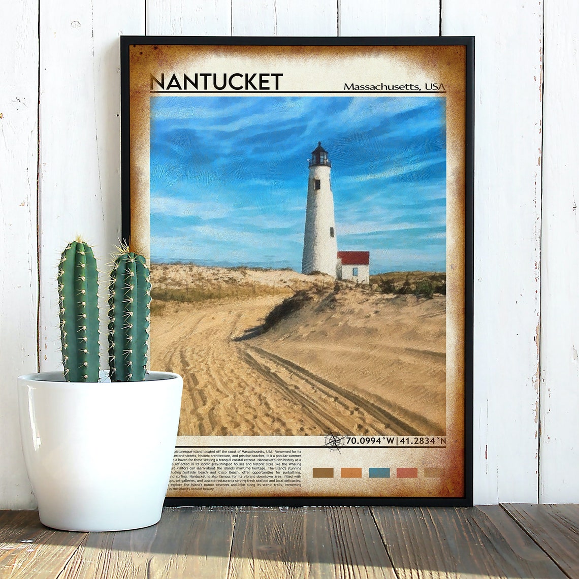 Nantucket Massachusetts Lighthouse Dunes Coastal Scene Poster - Image 5