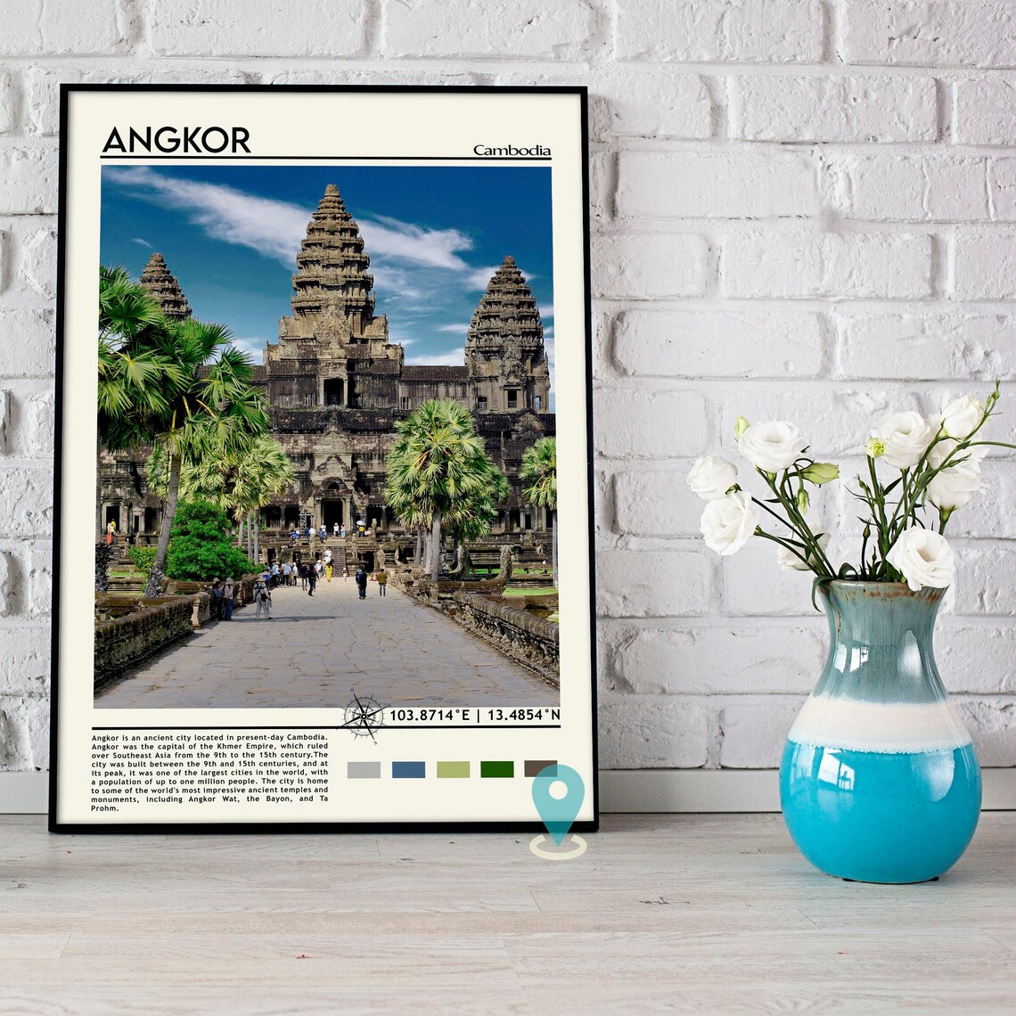 Angkor Cambodia Ancient Angkor Wat Temple Ruins Travel Facts Poster - Image 5