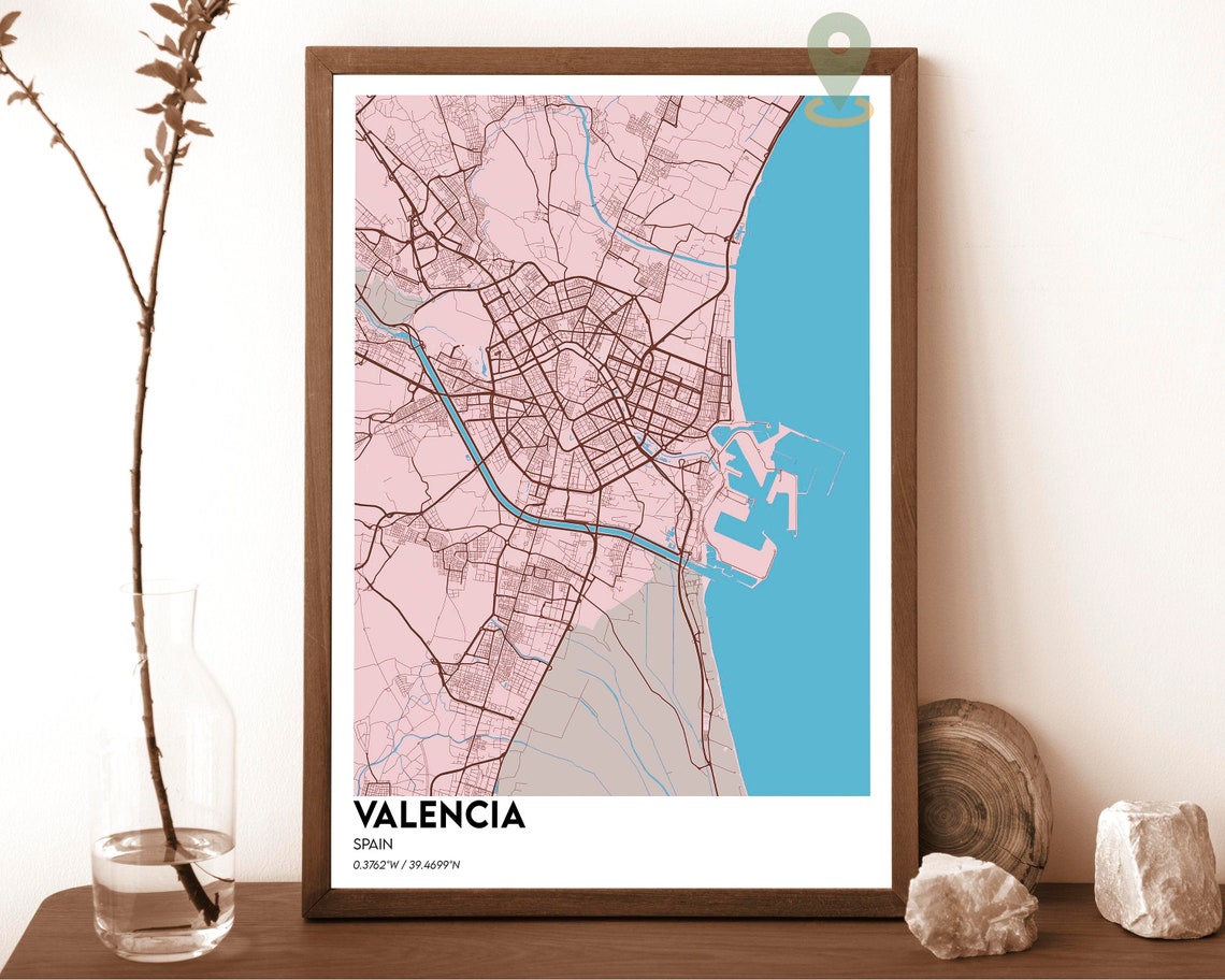 Valencia Spain Vintage Coastal City Street Map Cartography Poster - Image 5