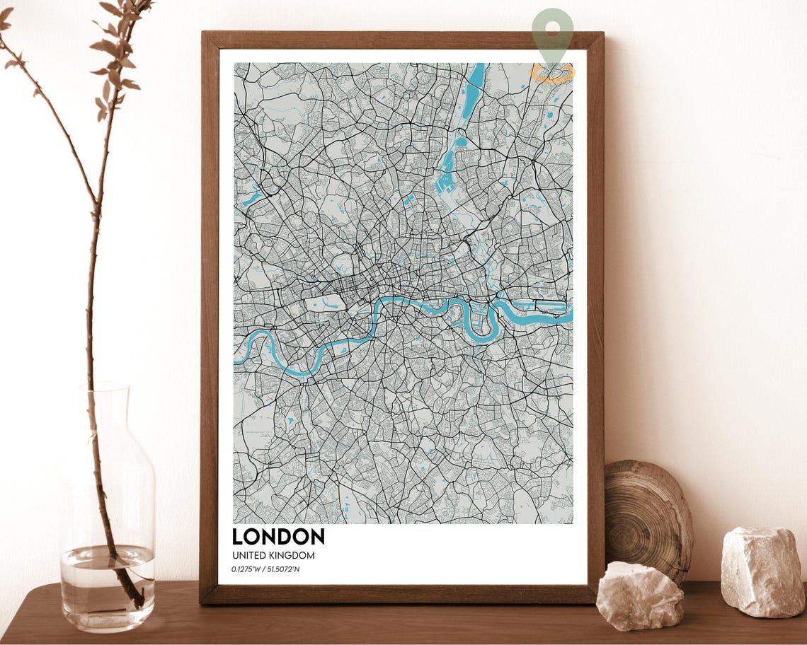 London United Kingdom Midnight Neon Street Map Art Decor Poster - Image 2