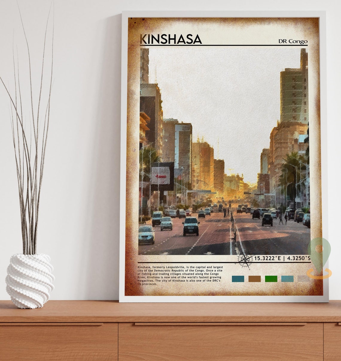 Kinshasa DR Congo City Avenue Golden Hour Street Scene Poster - Image 4
