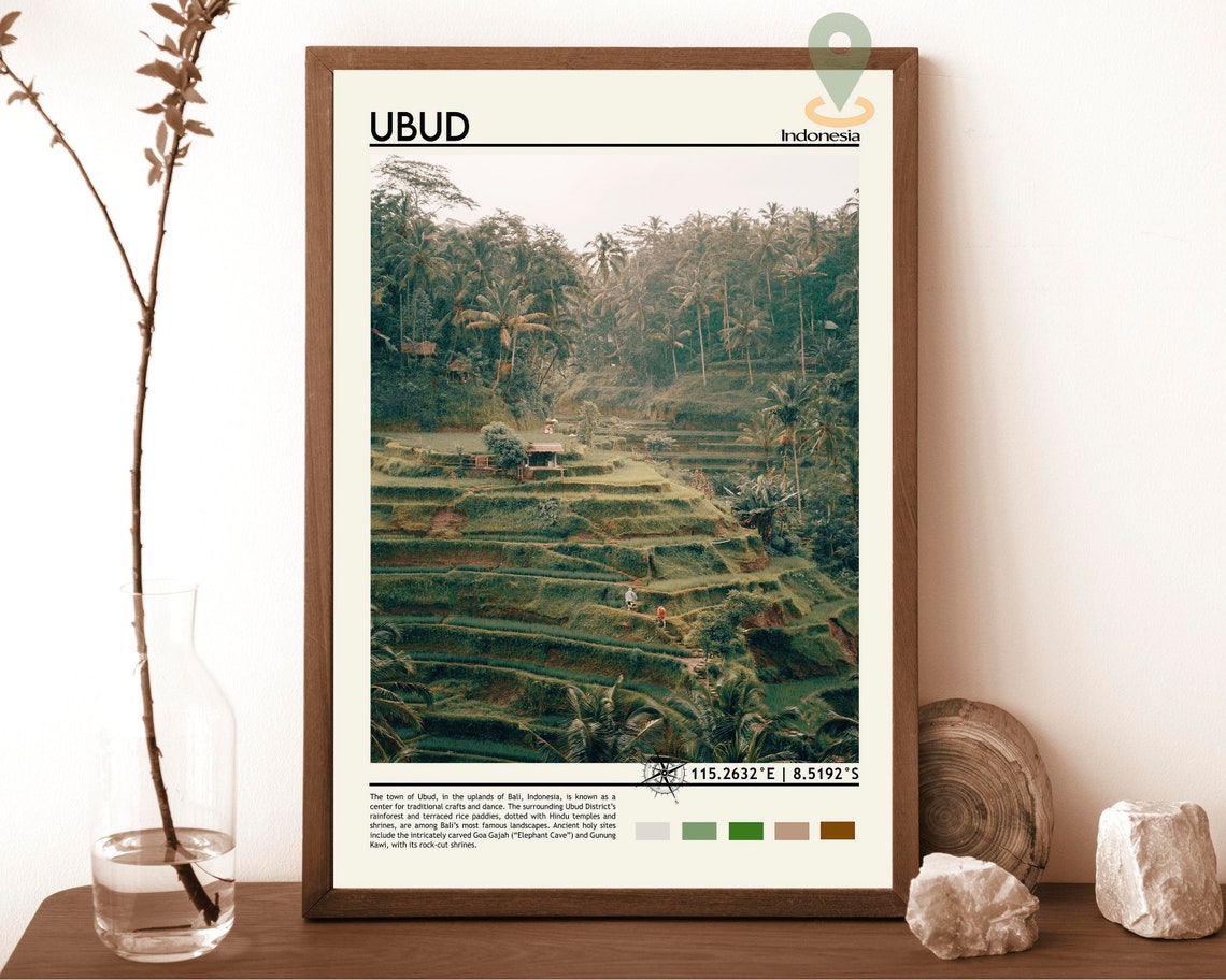 Ubud Bali Indonesia Terraced Rice Paddies Travel Photo Poster