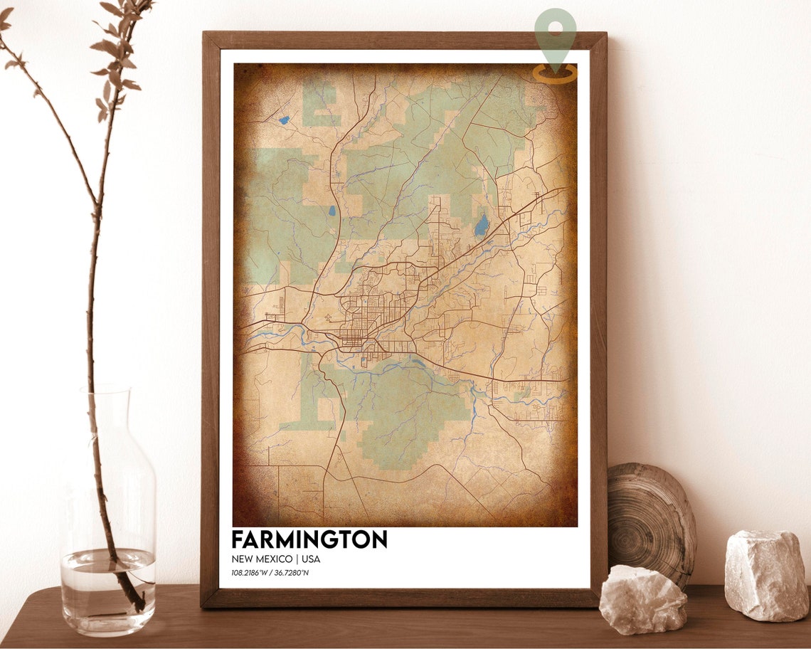 Farmington Map Farmington Map Print Farmington Personalized Map Farmington Wall Art Farmington Travel Poster Farmington City New Mexico