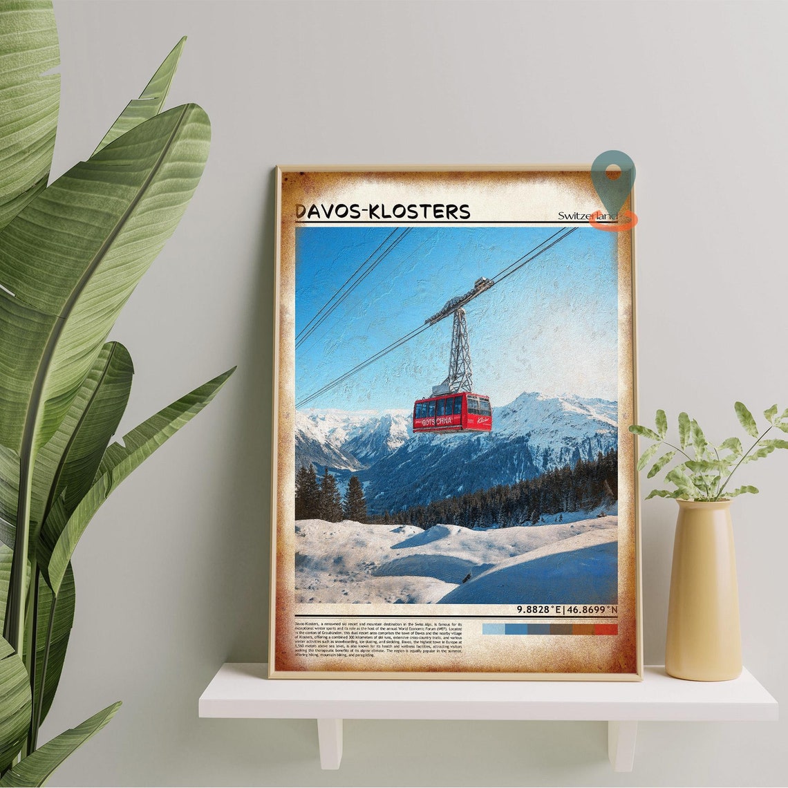 Davos Klosters Switzerland Red Gondola Alpine Snow Mountain Poster - Image 5