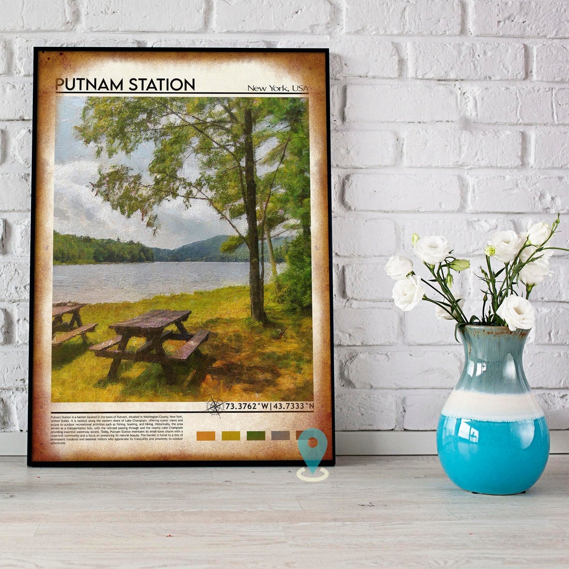 Putnam Station New York Lake Champlain Picnic Lakeside Travel Poster - Image 4