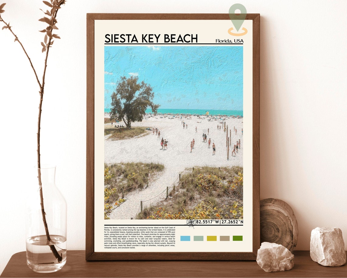 Siesta Key Beach Florida White Sand Photo Gulf Travel Wall Art