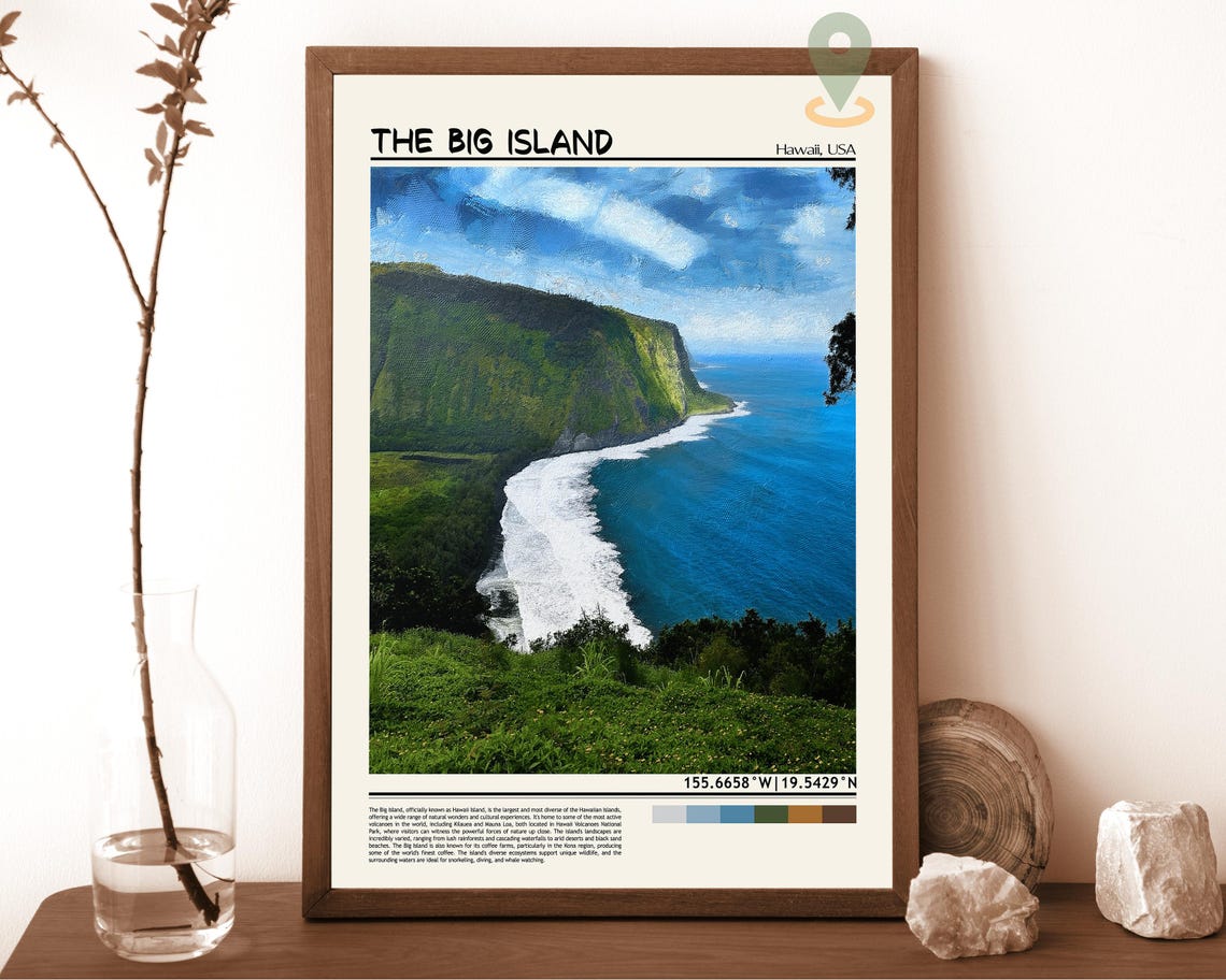 The Big Island Hawaii Volcanic Cliffs Ocean Surf Coast Poster