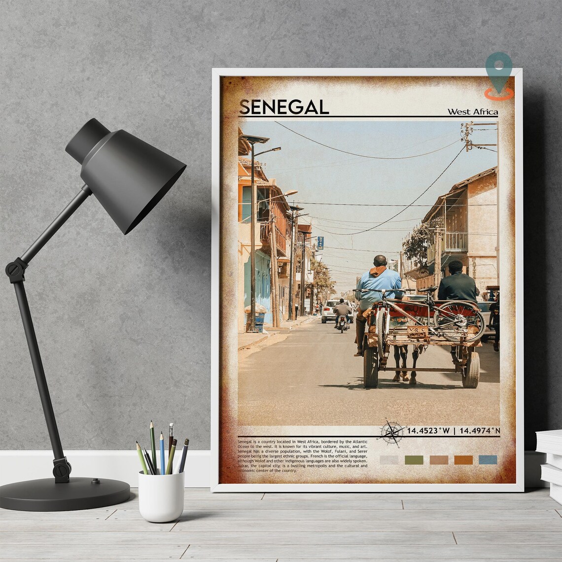 Senegal West Africa Horse Cart Street Scene Daily Life Poster - Image 4