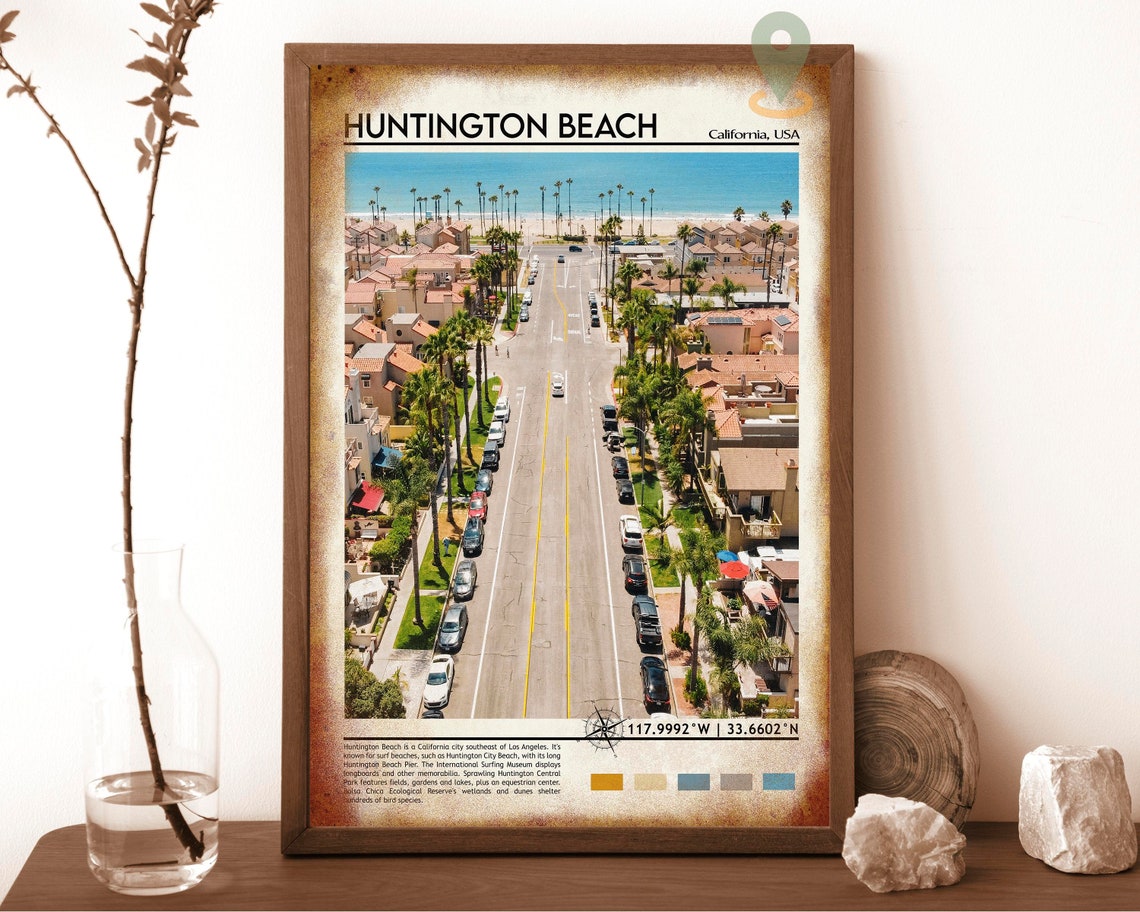 Huntington Beach California USA Surf City Aerial Street Poster - Image 6