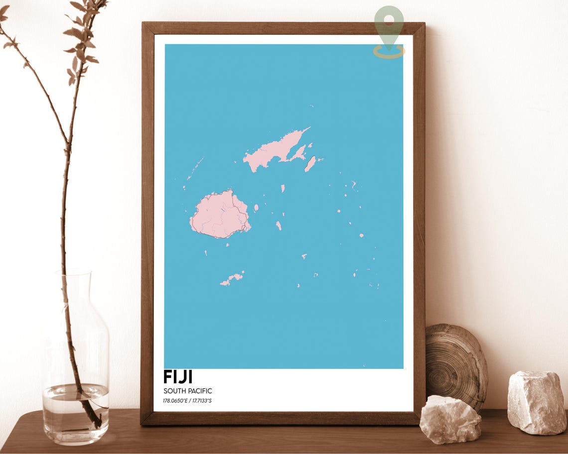 Fiji Map Fiji Map Print Fiji Wall Art Fiji Travel Poster Fiji Poster Fiji Photo Fiji City Map Fiji Island Suva Fiji Poster - Image 2