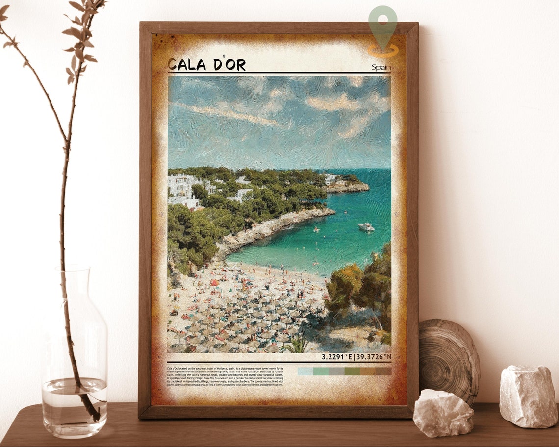 Cala d'Or Mallorca Spain Crowded Turquoise Cove Beach Photo Poster - Image 6