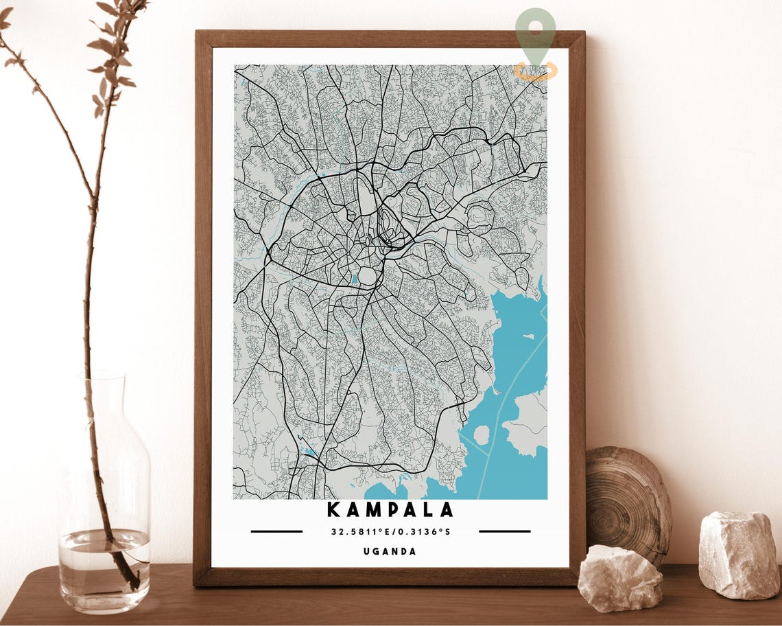 Kampala Uganda City Street Map Dark Orange Poster Wall Decor - Image 3