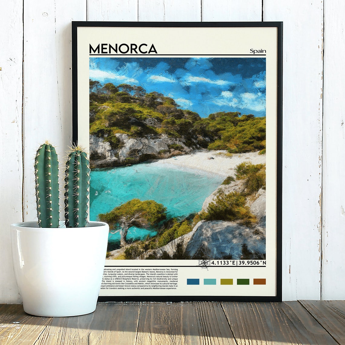 Menorca Spain Balearic Turquoise Cove Beach Island Travel Poster - Image 2