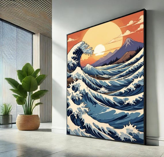 The Great Wave Off Kanagawa Canvas Print Hokusai Japanese Wall Art Modern Ocean Painting For Home Office Decor Classic Artwork