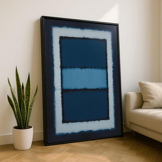 Moody Blue Rothko Style Color Field Canvas Wall Art Print Modern Living Room Decor Collector Item