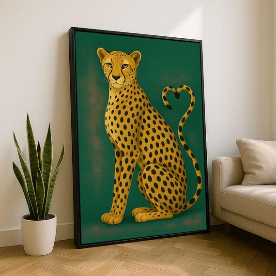 Elegant Cheetah Portrait Canvas Wall Art Print Bold Safari Living Room Decor Statement Piece