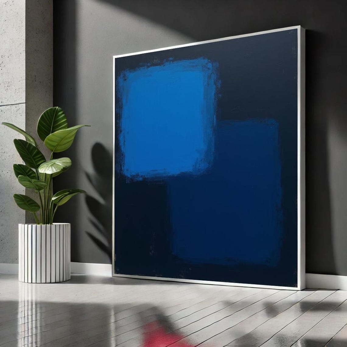 Deep Navy Blue Color Field Abstract Minimalist Modern Art Poster