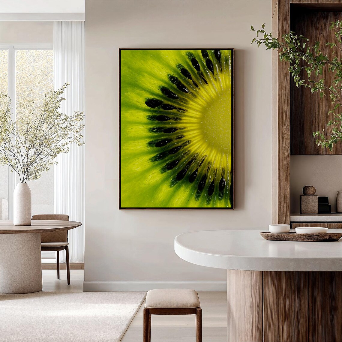 Kiwi Fruit Macro Photography Vibrant Green Kitchen Decor Poster