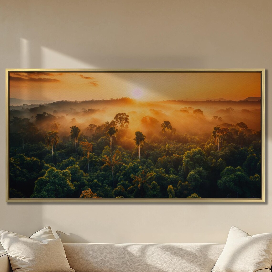 Tropical Rainforest Sunrise Misty Green Canopy Panoramic Photo Print