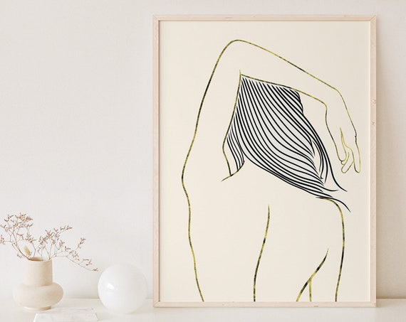 Female Back Line Art Woman Back Line Art Positive Ladys Back Print Minimal Line Art Woman Back Female Back Print Art