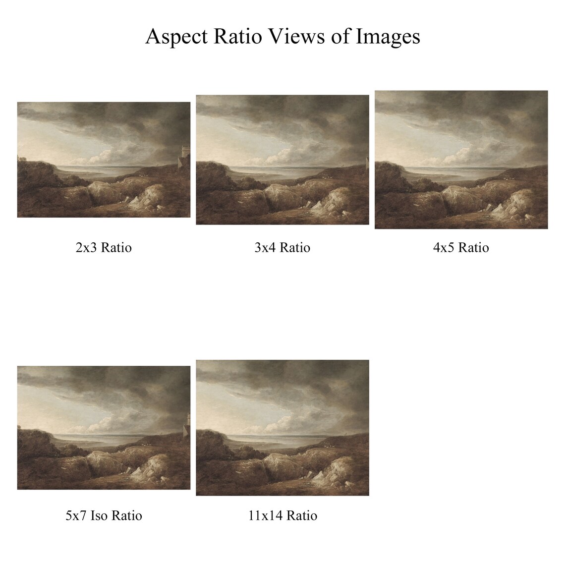 Moody Vintage Coastal Seascape Stormy Sky Oil Painting Poster - Image 2