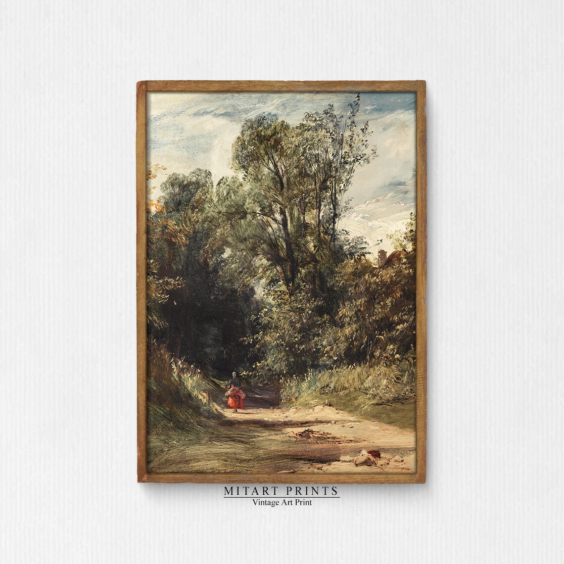 Antique Farmhouse Landscape Nature Painting Poster