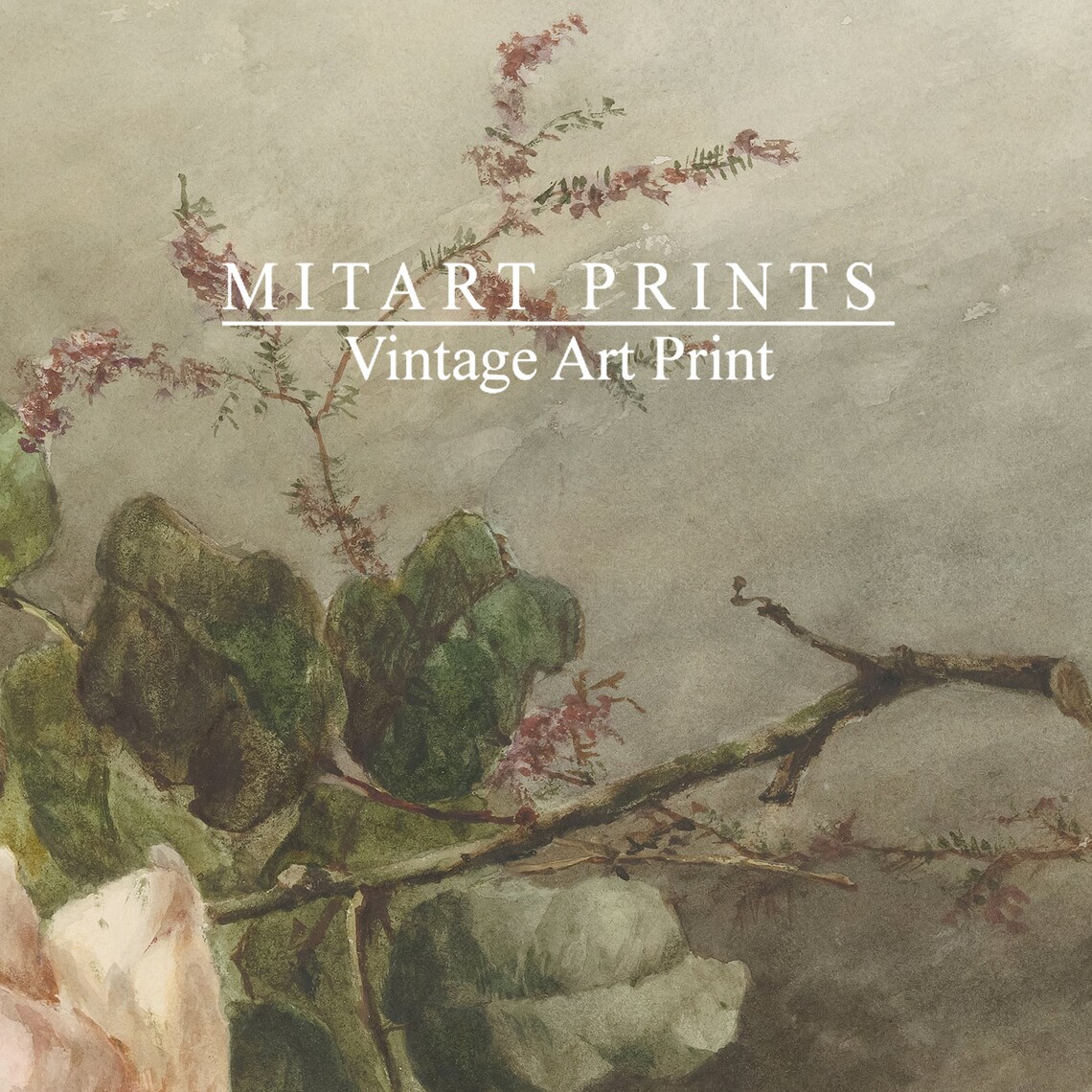 Vintage Roses Neutral Botanical Oil Painting Print - Image 3