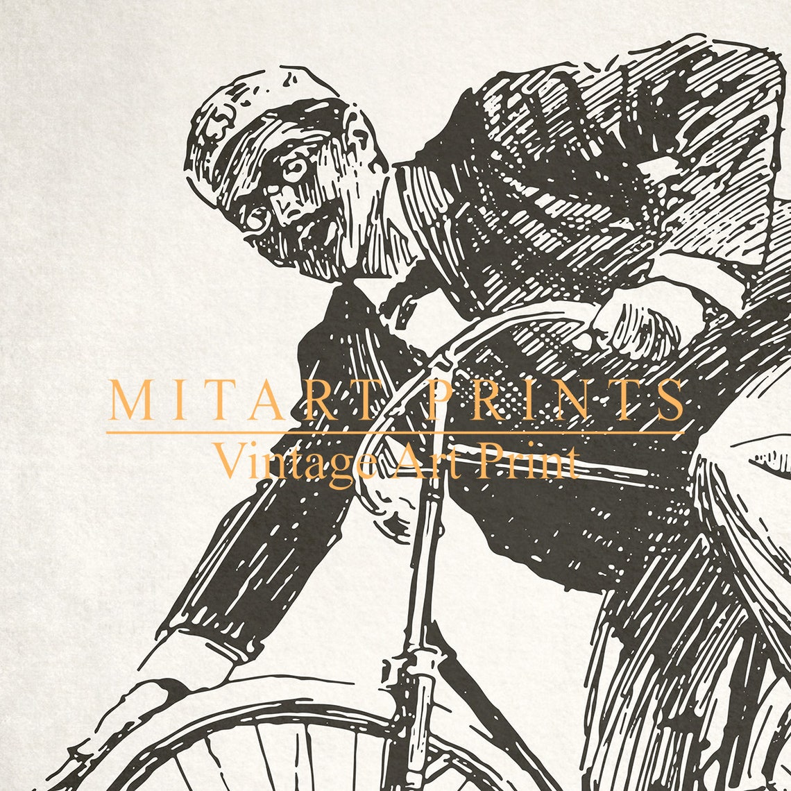 Vintage Bicycle Illustration Man Mounting Old Style Bike Poster - Image 4