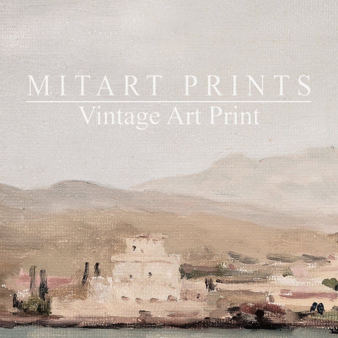 Muted Coastal Seaside Landscape Vintage Art Print - Image 2