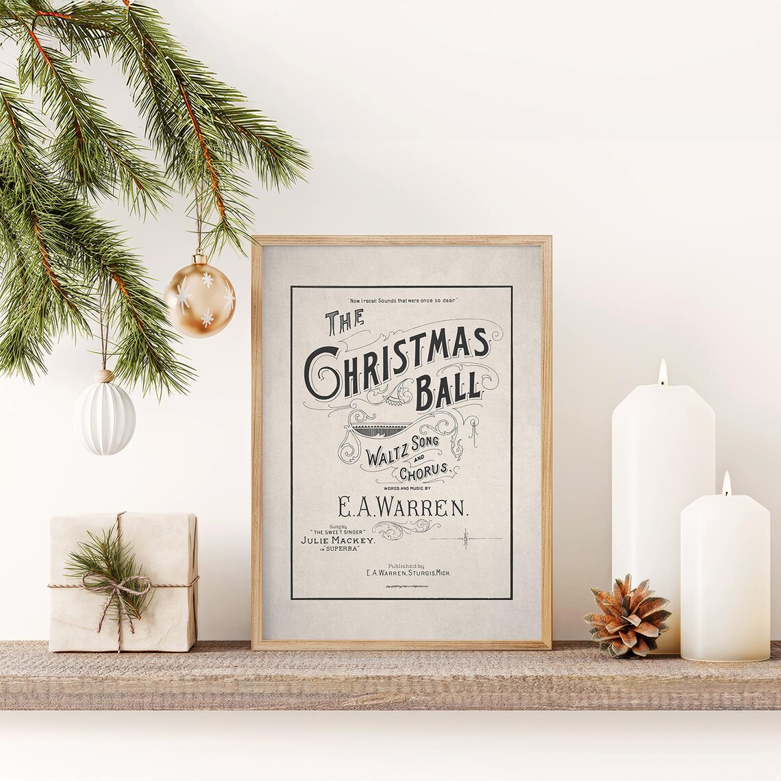 The Christmas Ball Waltz Song E A Warren Antique Music Cover Art Print - Image 3