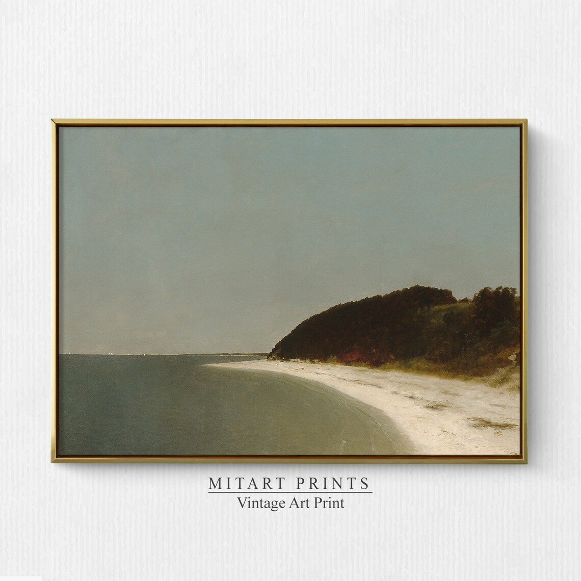 Muted Coastal Painting, Vintage Neutral Beach Art Print