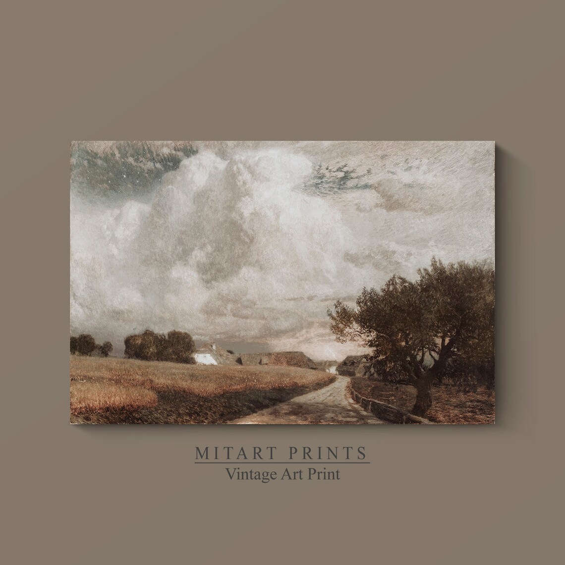 Vintage European Landscape Art Print, Rustic Farmhouse - Image 3