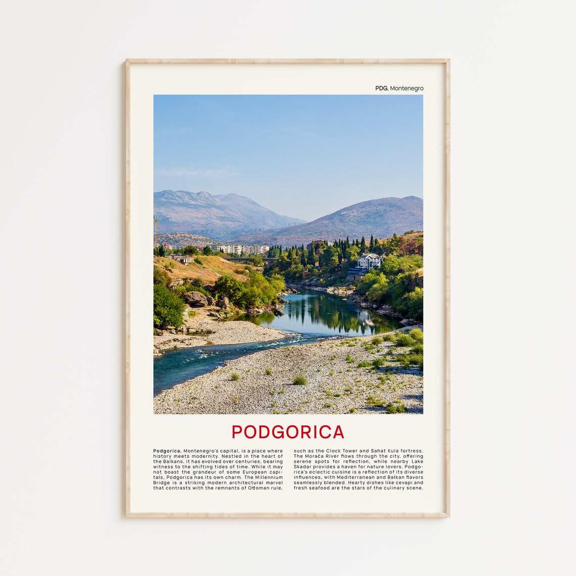 Podgorica Moraca River Valley Montenegro Capital Travel Poster