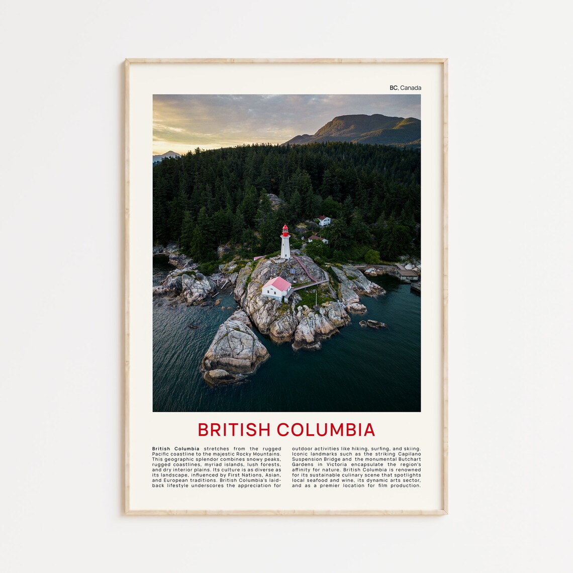 British Columbia Travel Poster, Wall Art Print