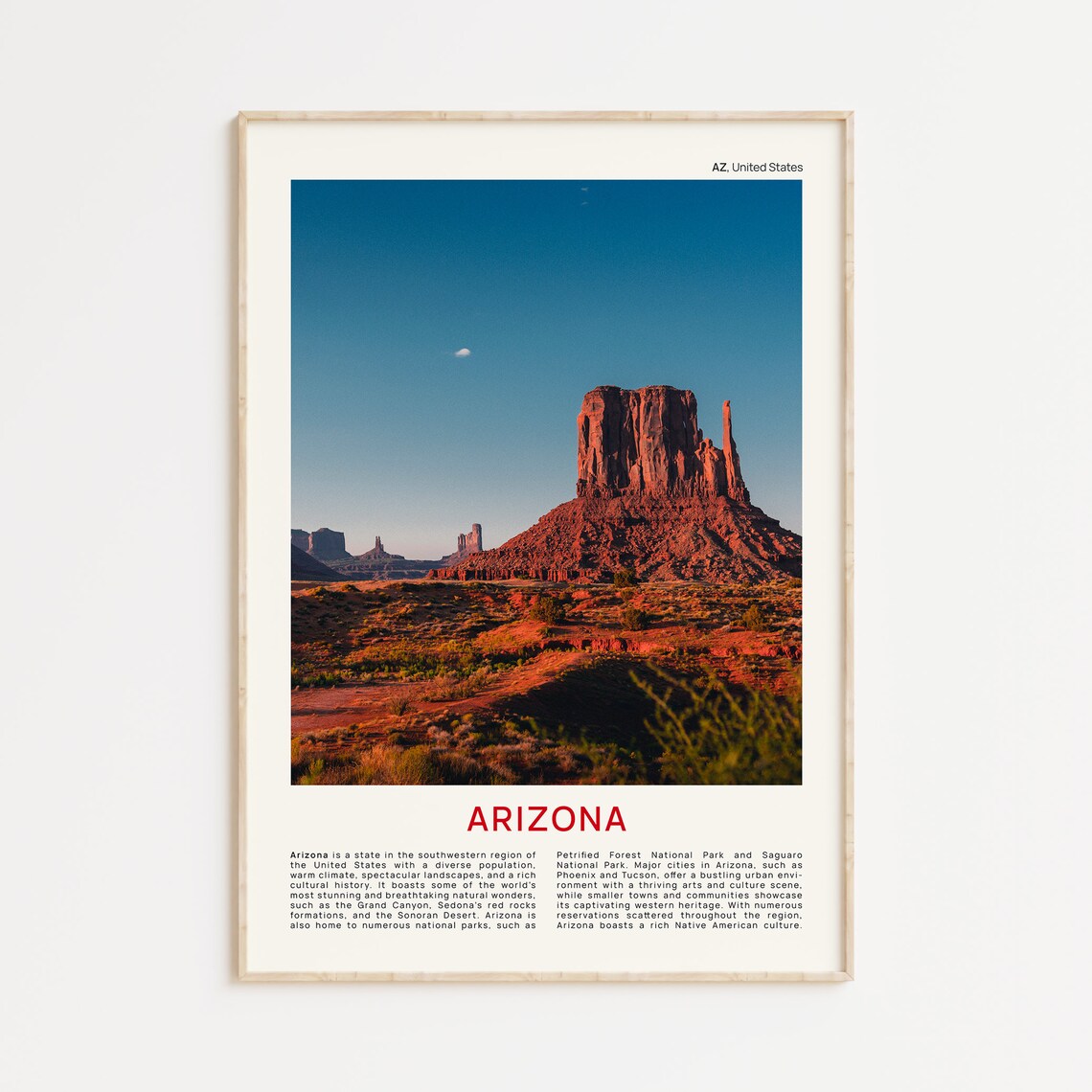 Arizona Red Rock Desert Butte Sunset Landscape Nature Photo Poster