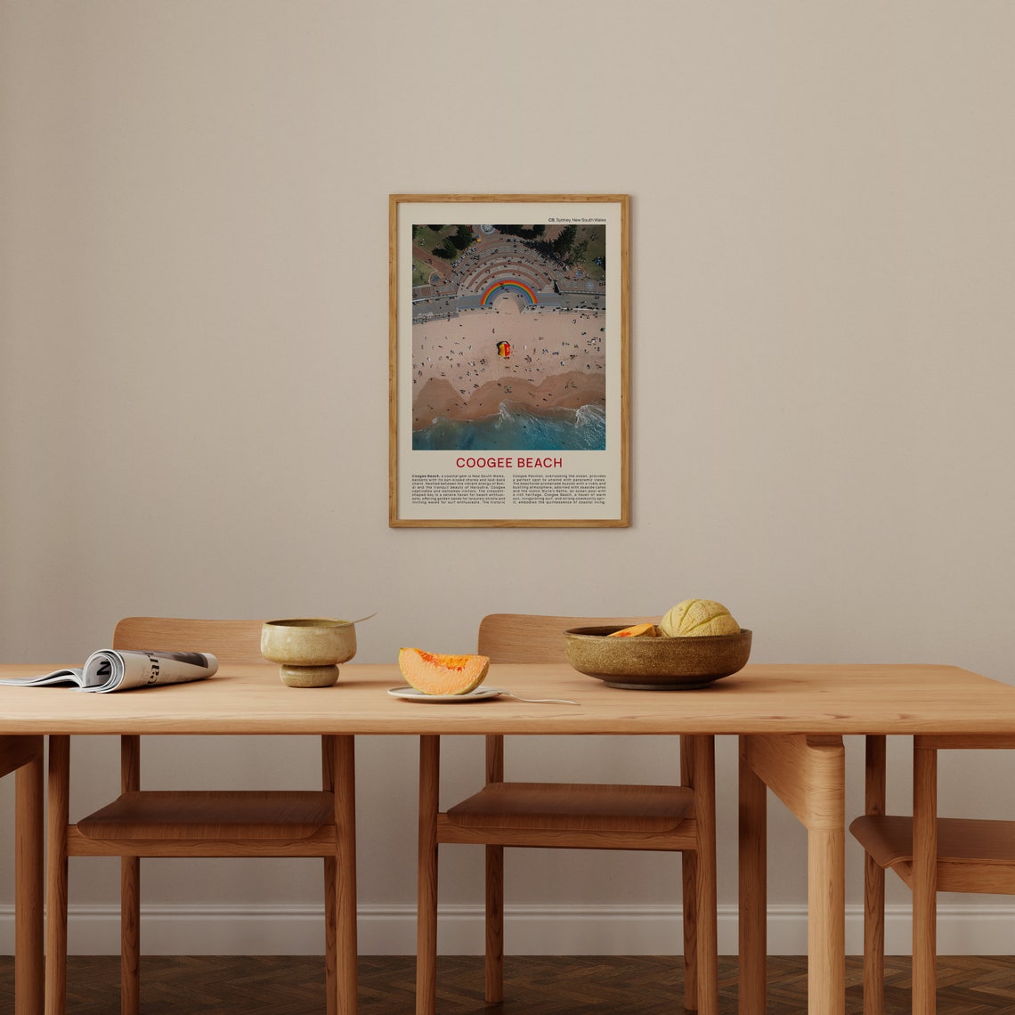 Coogee Beach Sydney Rainbow Arch Aerial Photo Vintage Travel Poster - Image 4