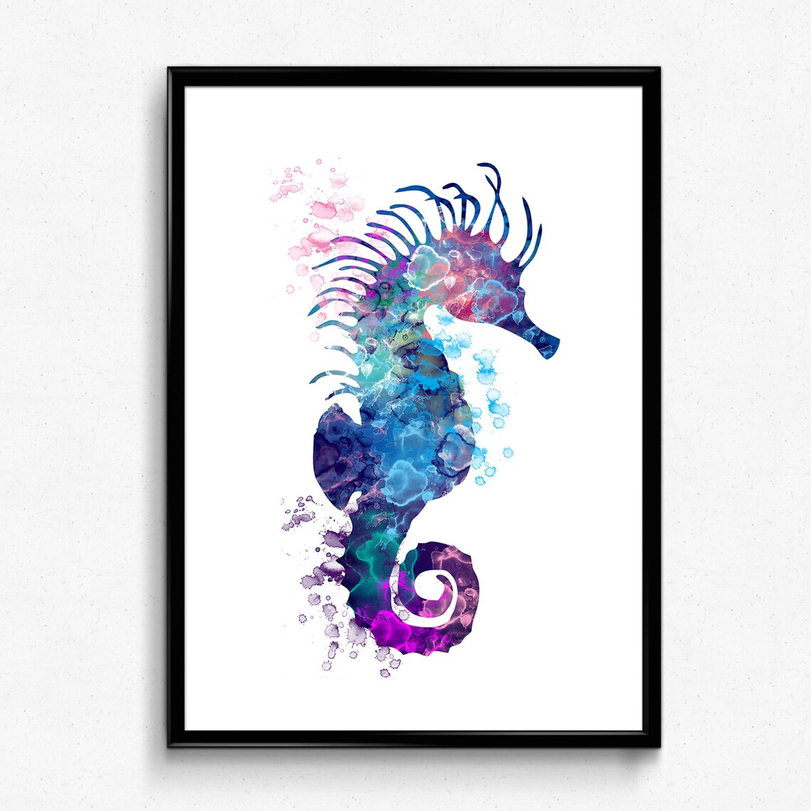Watercolor Seahorse Nautical Coastal Art Print