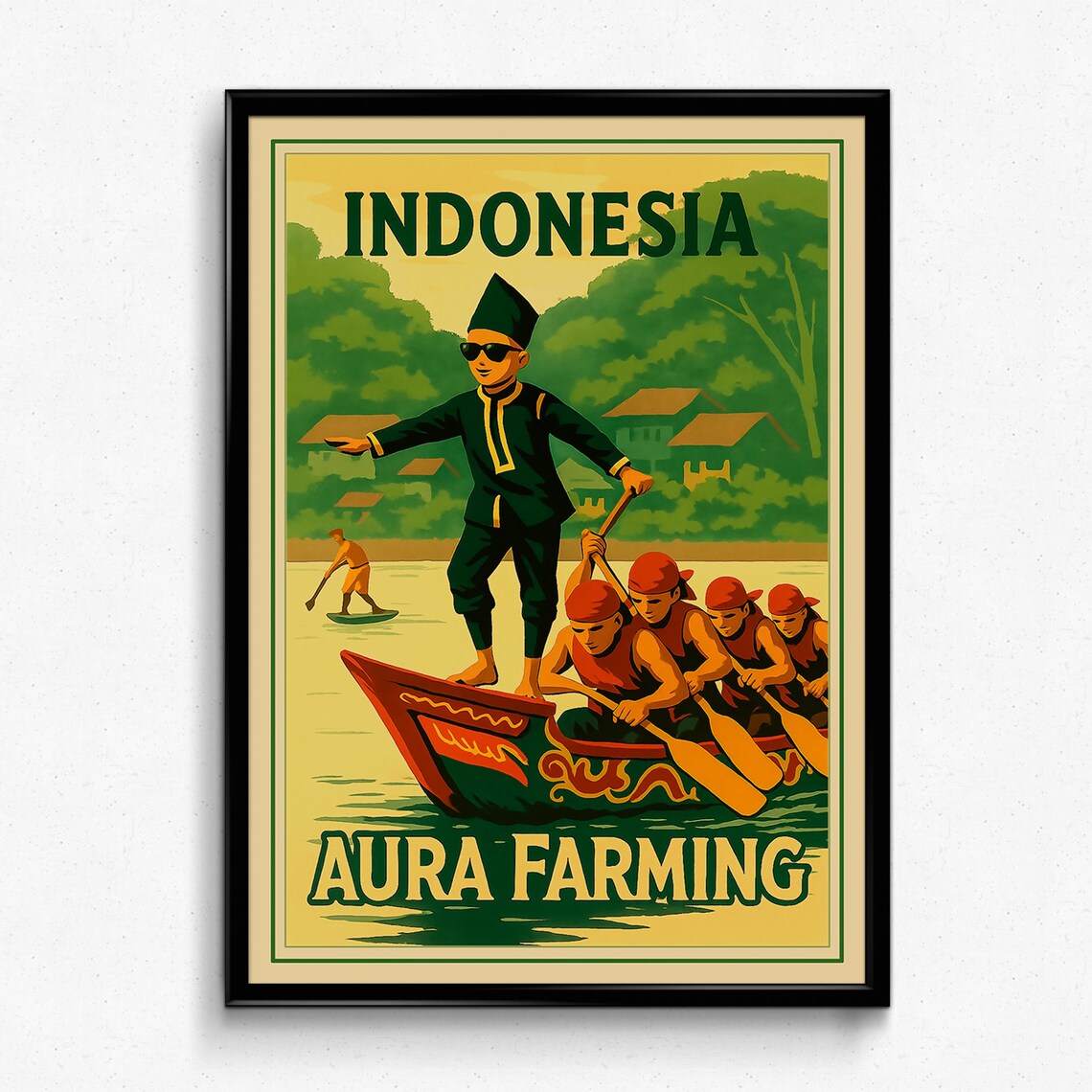 Dancing Kid Dragon Boat Indonesia Travel Poster