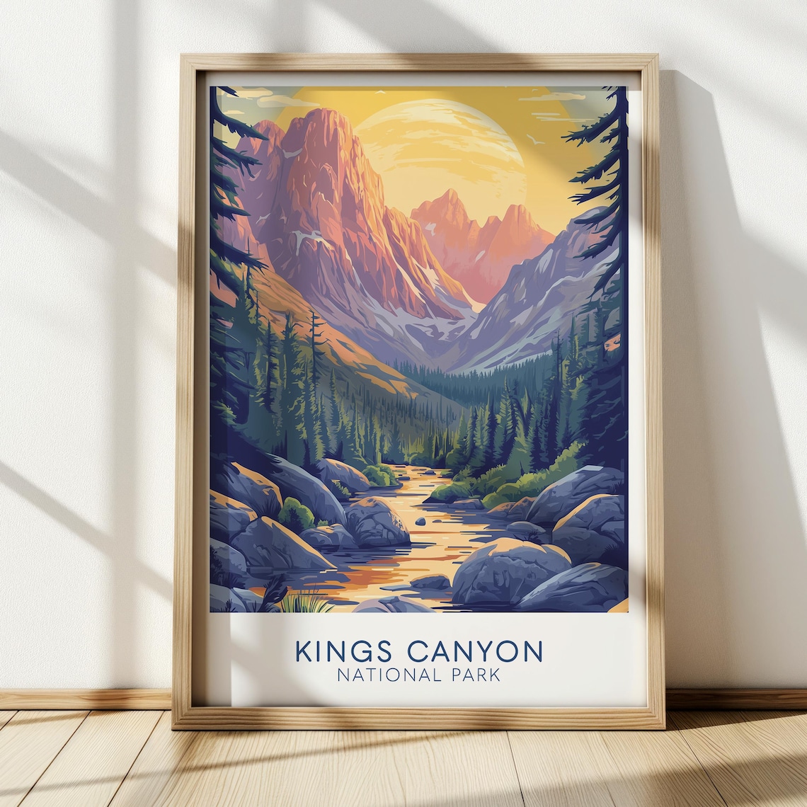 Kings Canyon National Park River Valley Golden Sunset Mountains Poster