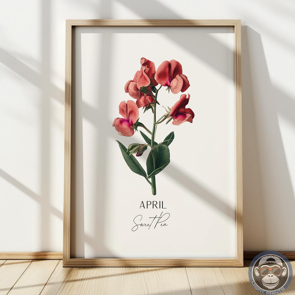 Sweet Pea Print April Birth Flower Botanical Art