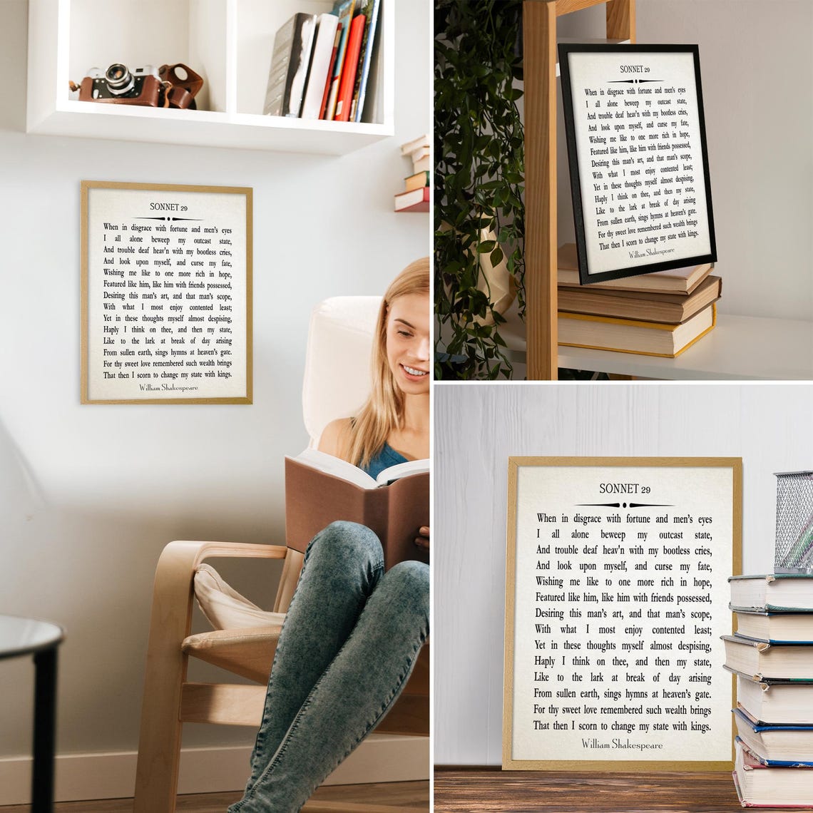 Sonnet 29 by William Shakespeare, Poetry Art Print - Image 2