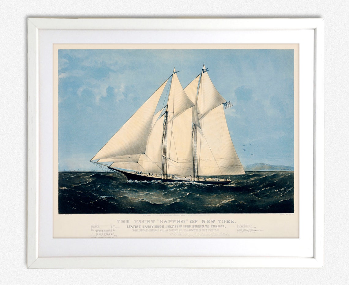 Vintage Yacht Poster, Nautical Decor - Image 2